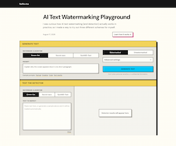 AI Text Watermarking Playground, herramienta de IA para otras aplicaciones específicas